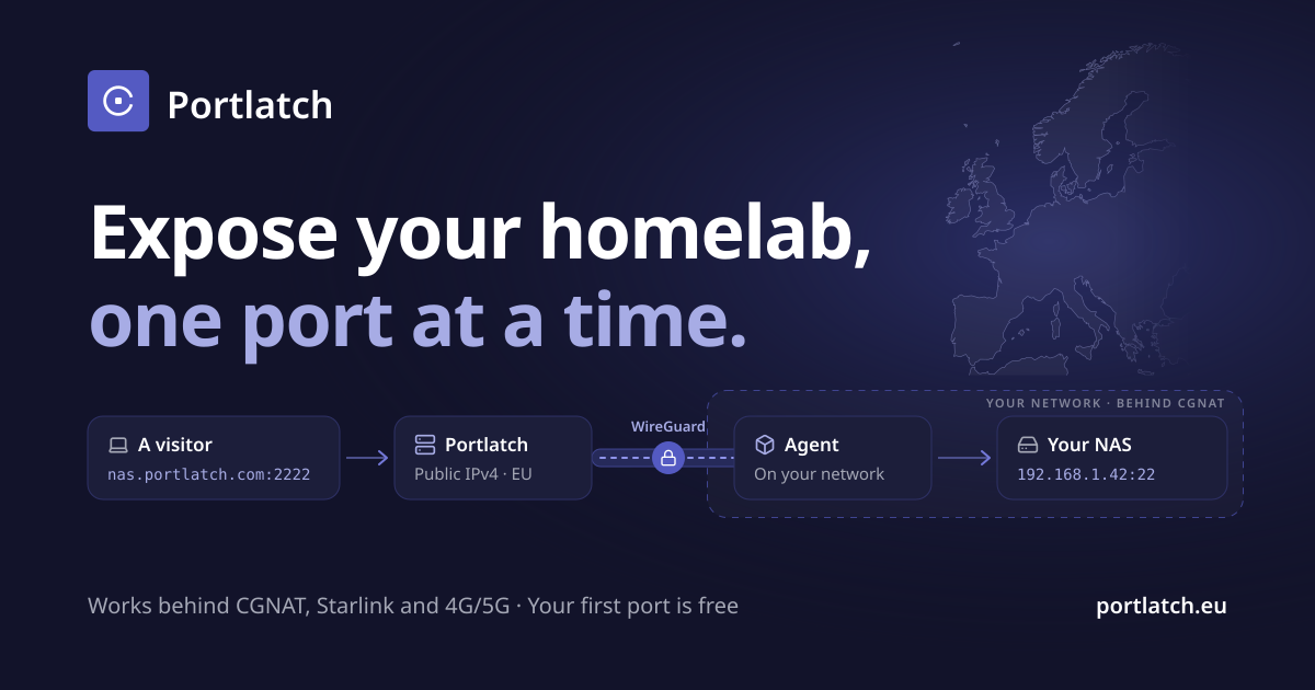 Stuck behind Starlink CGNAT, so I built Portlatch to expose my homelab anyway
